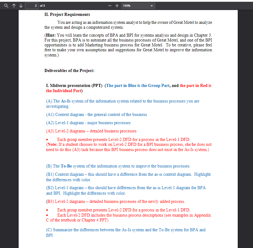 II . Project Requirements CISY 4 4 2 5 Systems