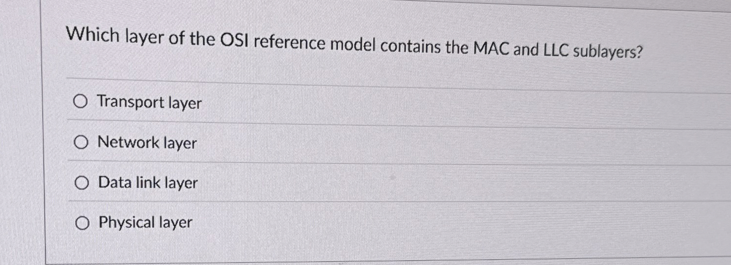 Which layer of the OSI reference model contains