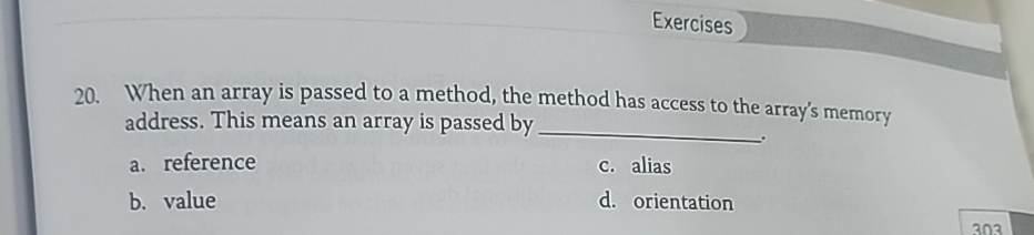 Exercises 2 0 . When an array is passed to a