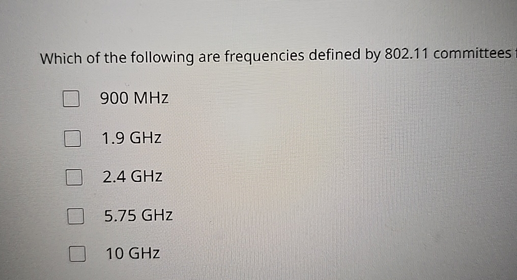 Which of the following are frequencies defined by
