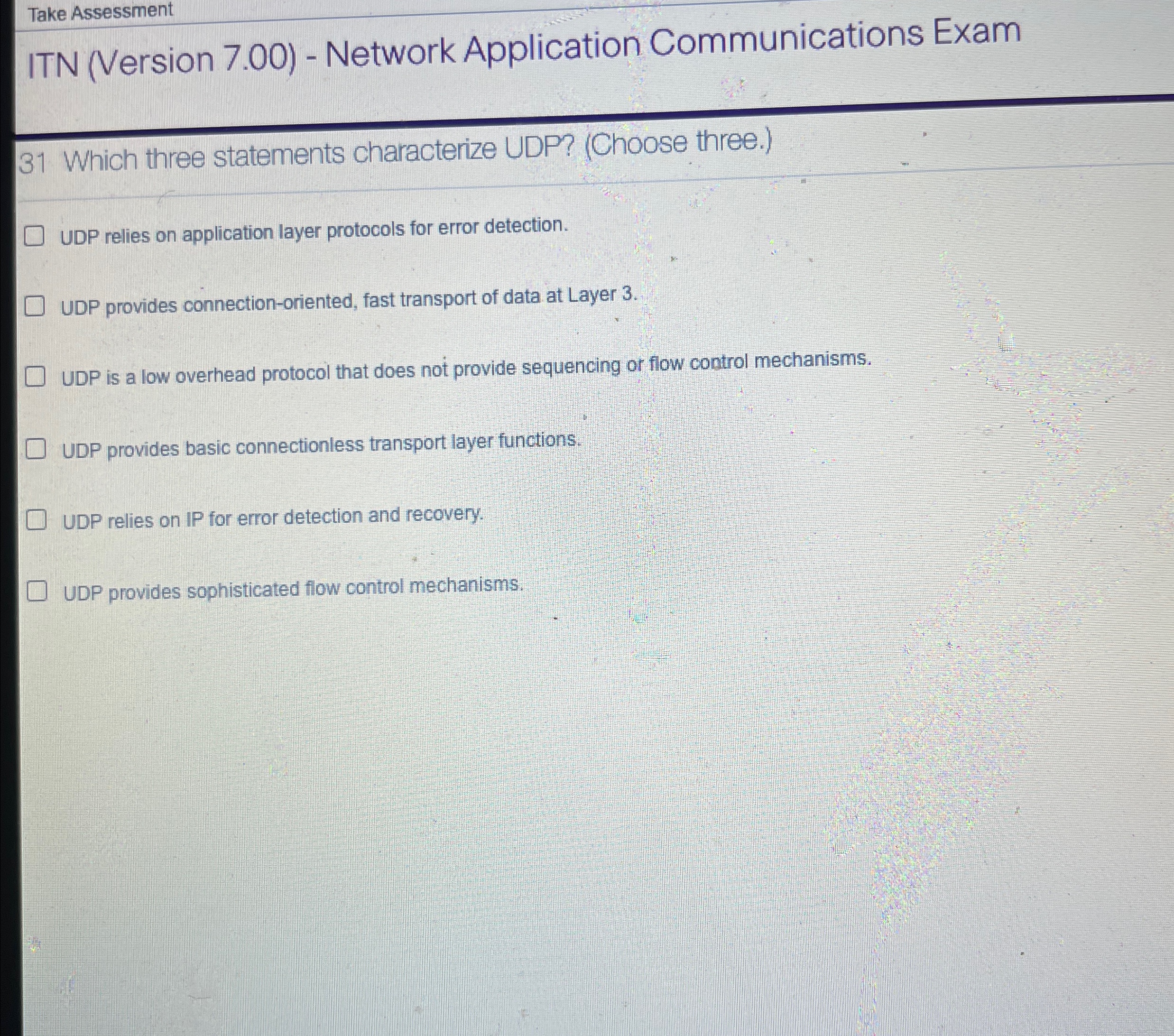 Take Assessment ITN ( Version 7 . 0 0 ) - Network