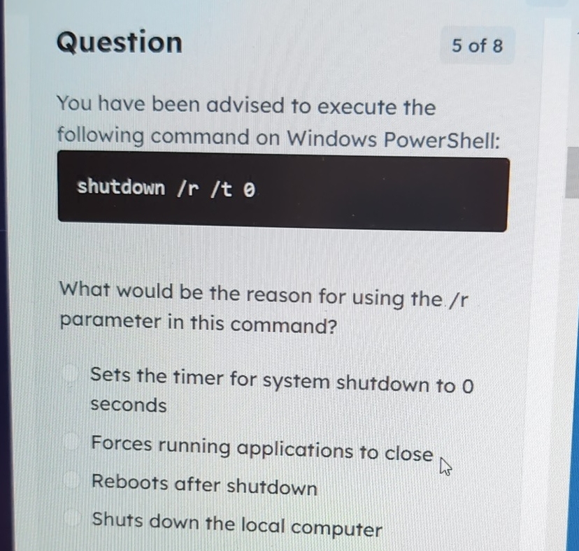 Question 5 of 8 You have been advised to execute