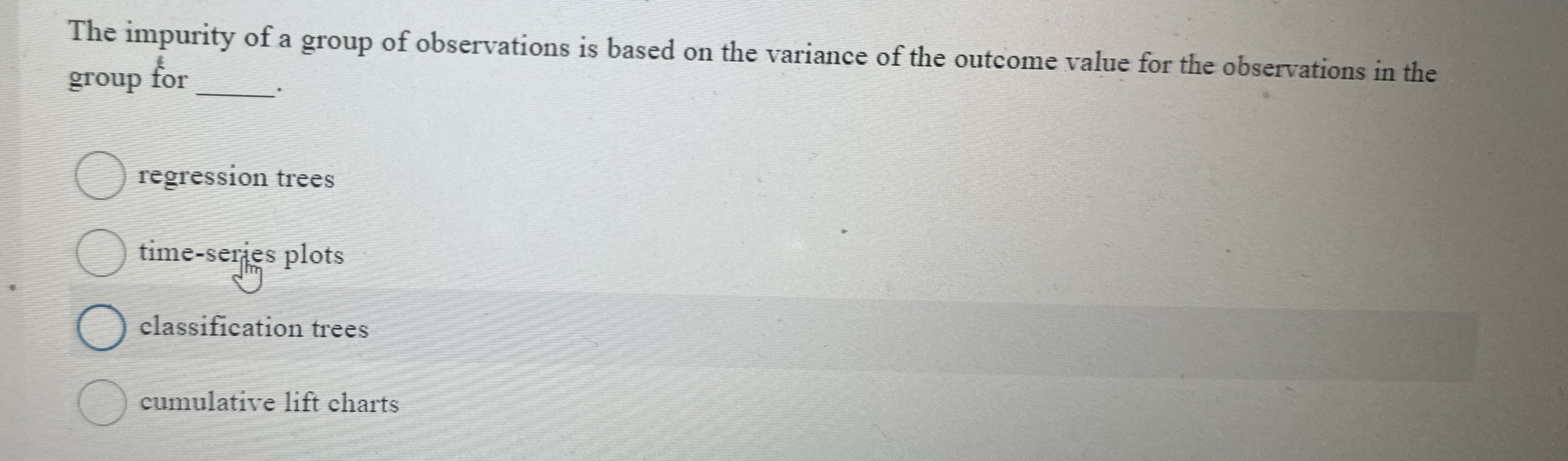The impurity of a group of observations is based