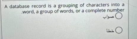 A database record is a grouping of characters