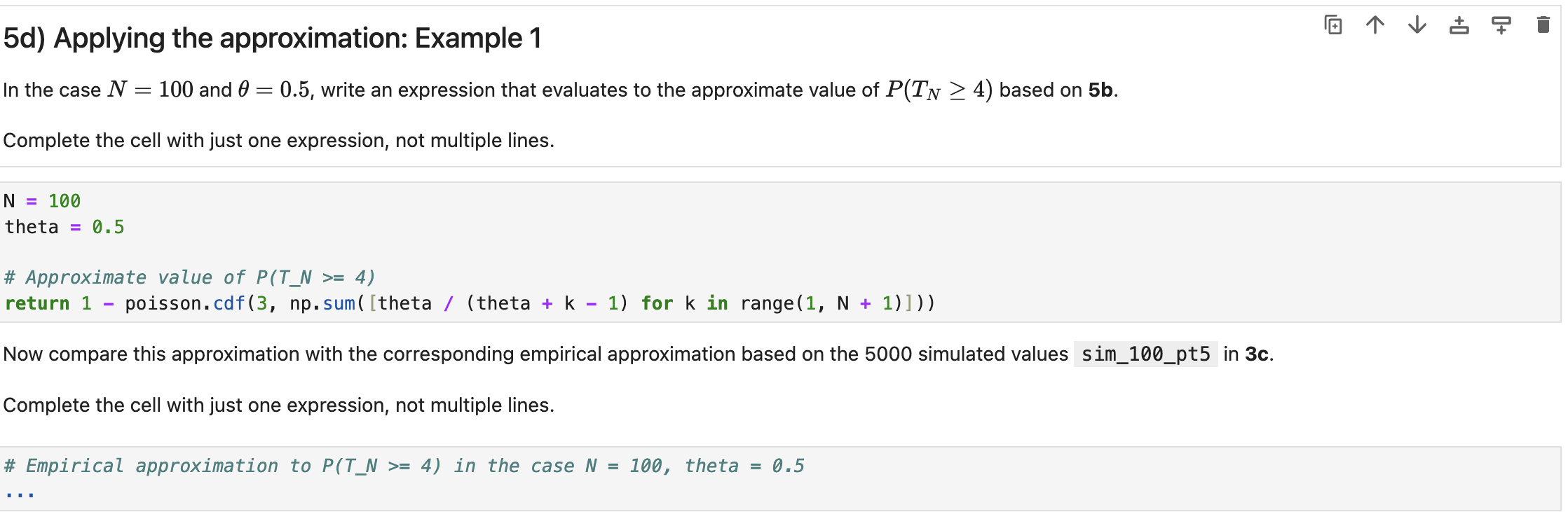 5 d ) Applying the approximation: Example 1 5 d )