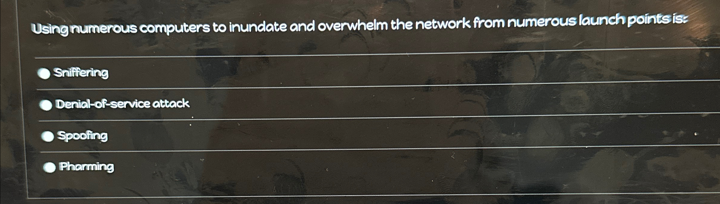 Using numerous computers to inundate and