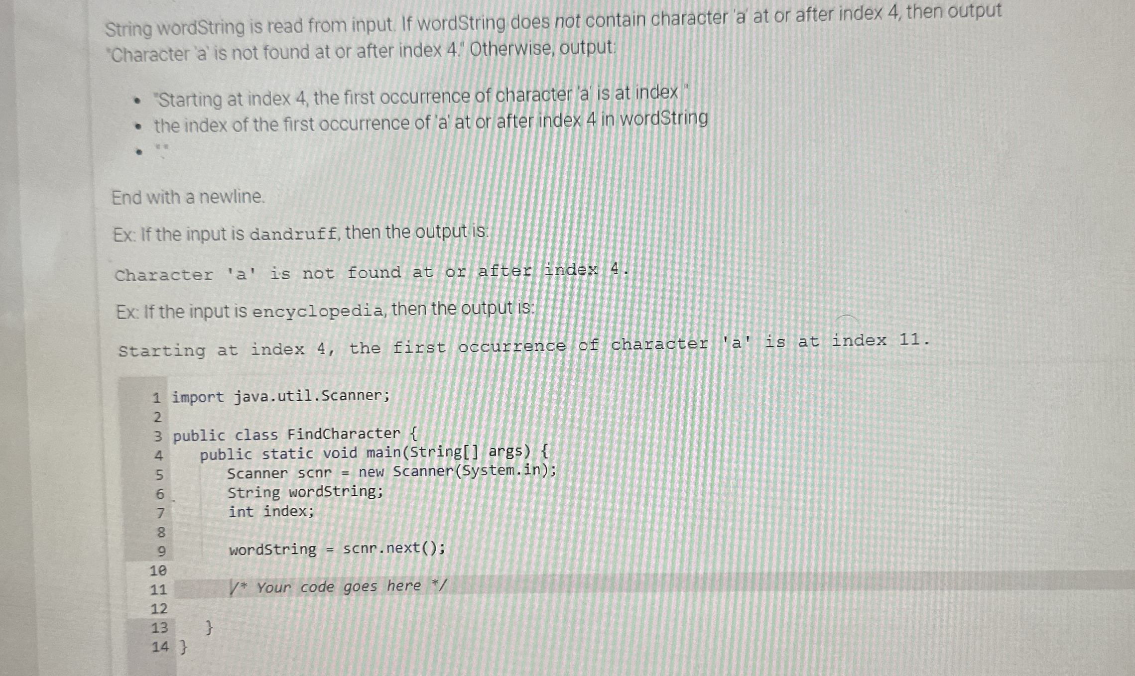 String wordString is read from input. If