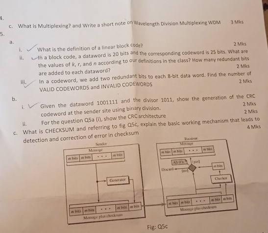 c . What is Multiplexing? and Write a short note
