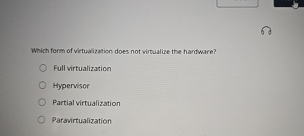 Which form of virtualization does not virtualize