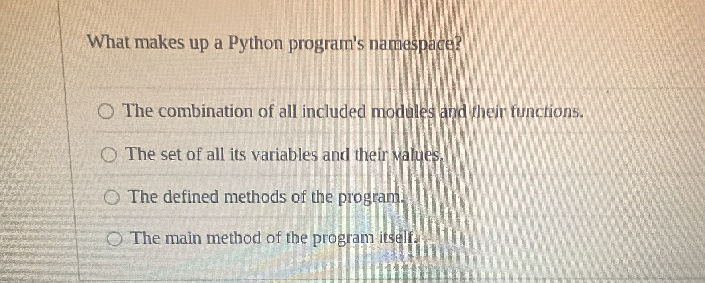 What makes up a Python program's namespace? The