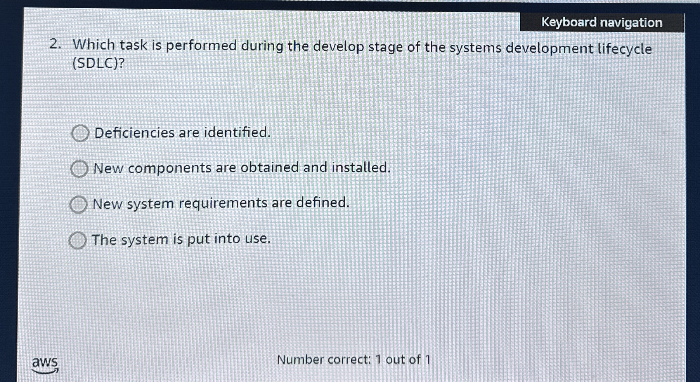 Keyboard navigation 2 . Which task is performed