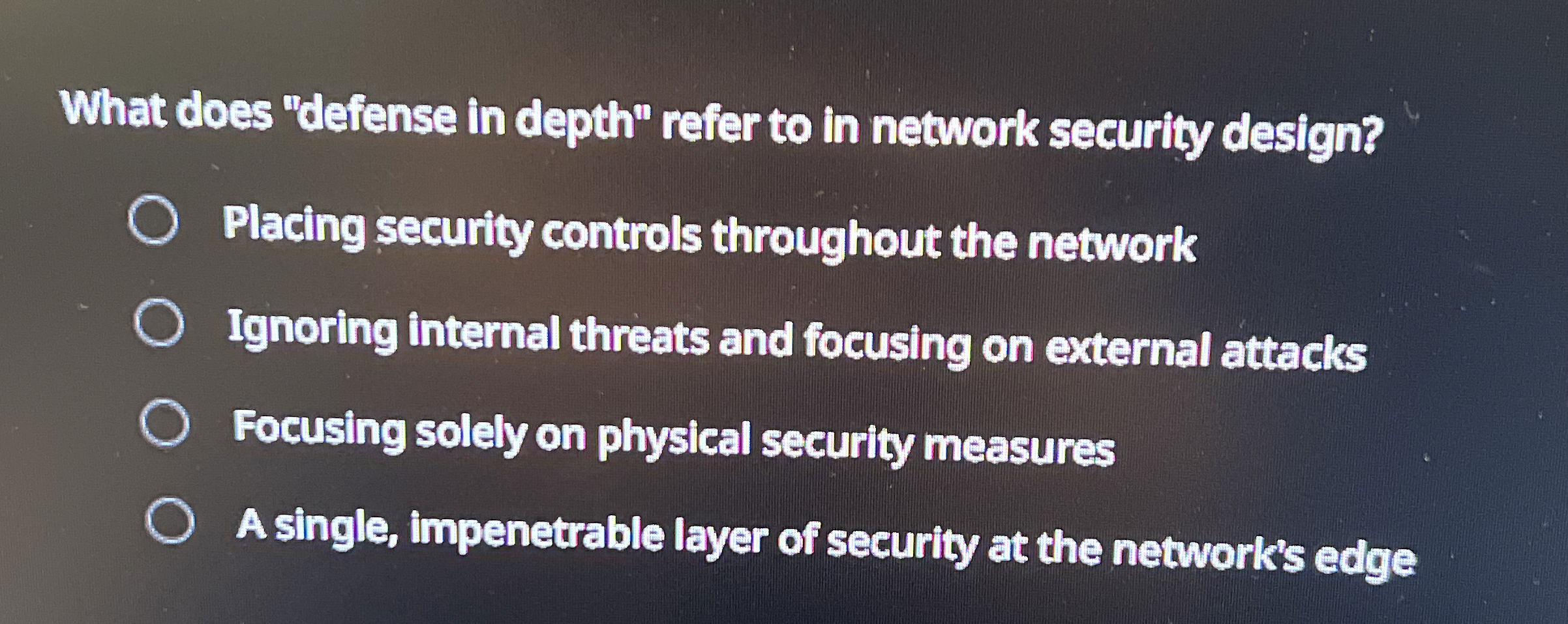 What does "defense in depth" refer to in network