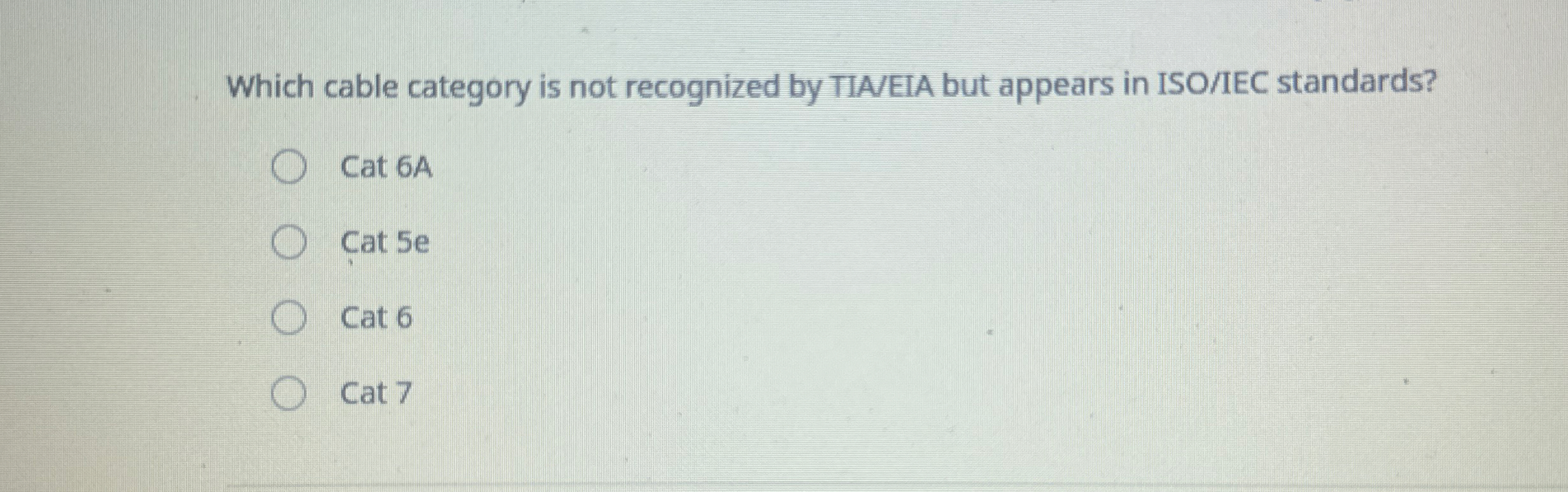 Which cable category is not recognized by TIA /