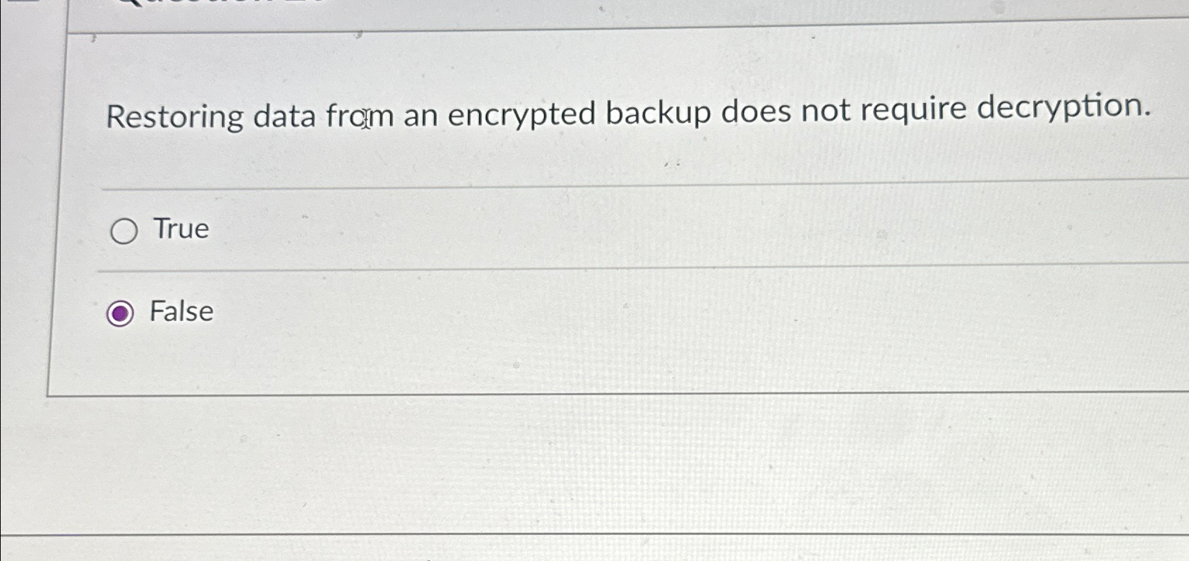 Restoring data from an encrypted backup does not