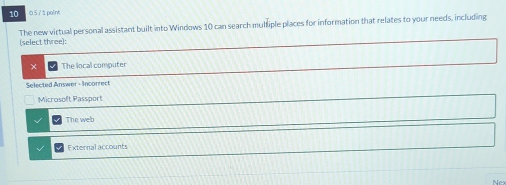 1 0 0 5 / 1 point The new virtual personal