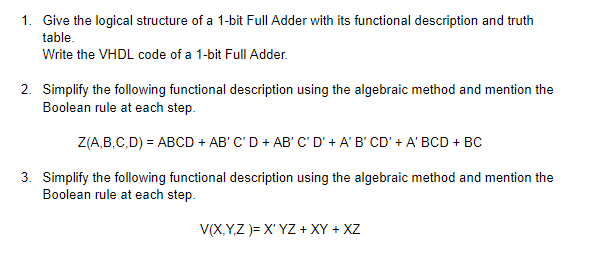 Give the logical structure of a 1 - bit Full