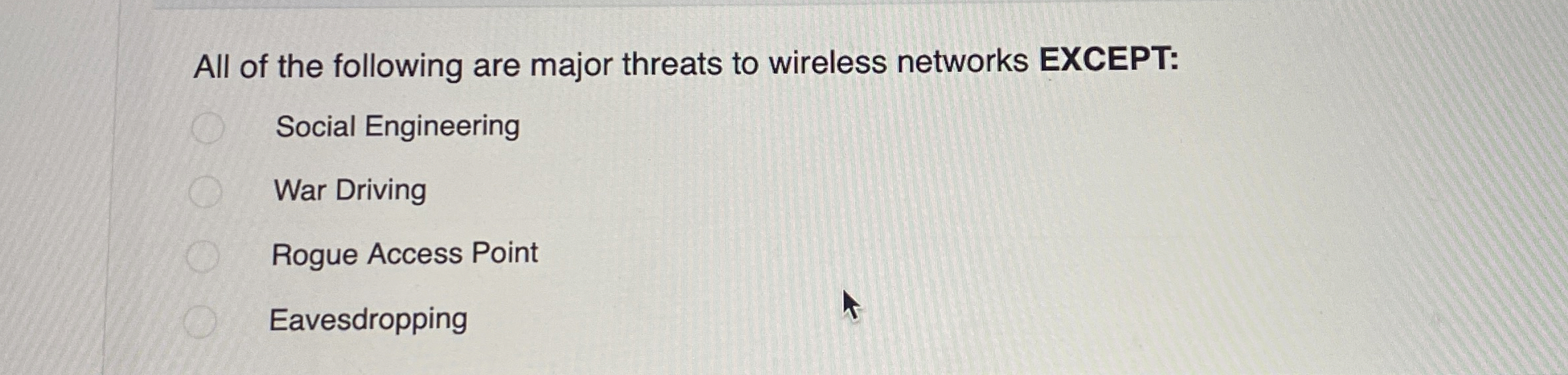 All of the following are major threats to