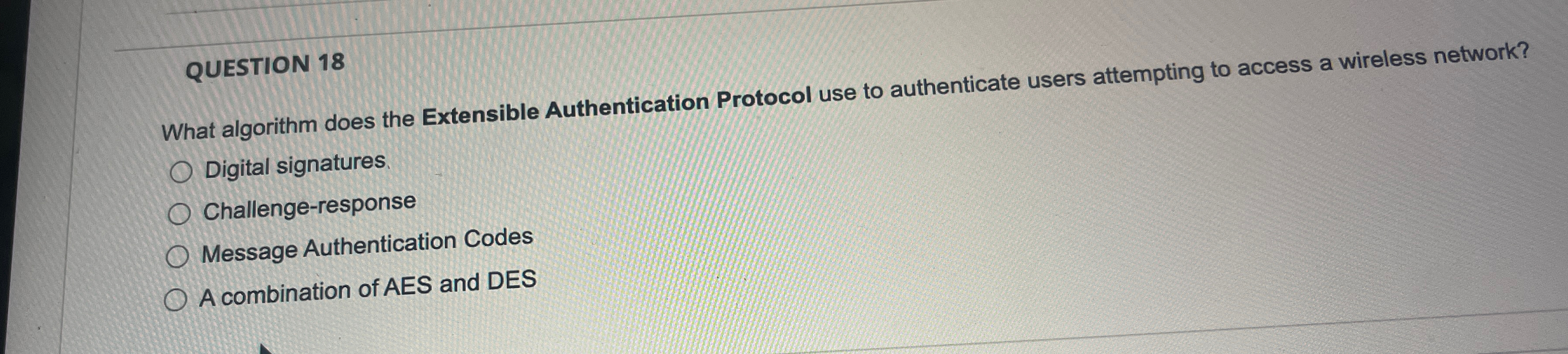 QUESTION 1 8 What algorithm does the Extensible
