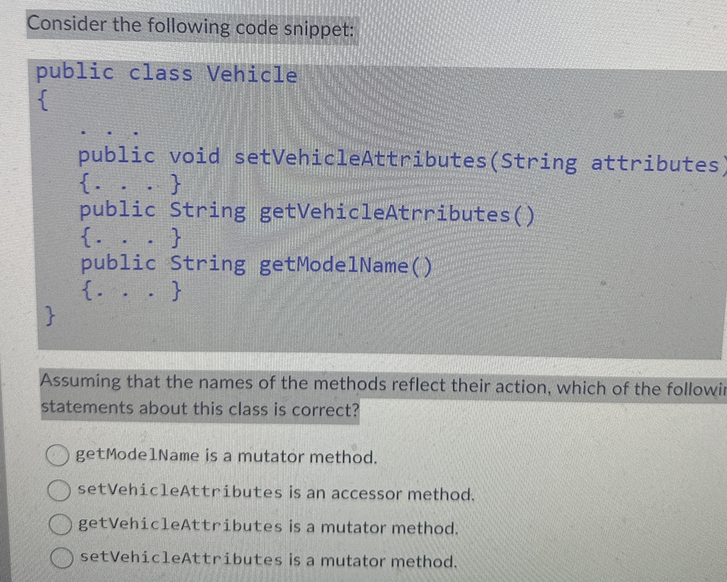 Consider the following code snippet:Assuming that