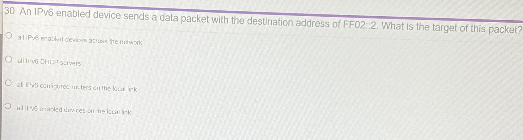 3 0 An IPv 6 enabled device sends a data packet
