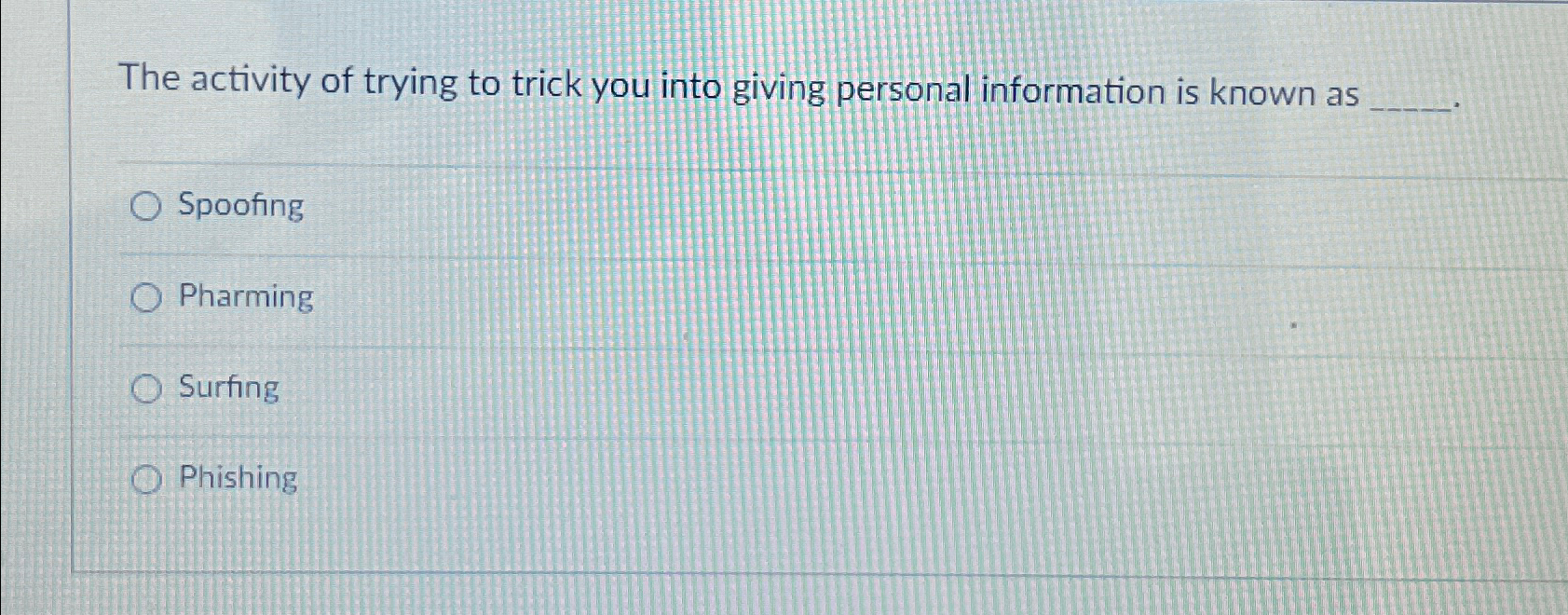 The activity of trying to trick you into giving