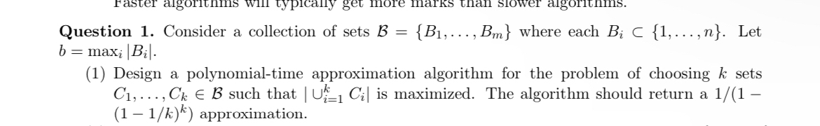 Question 1 . Consider a collection of sets B = {