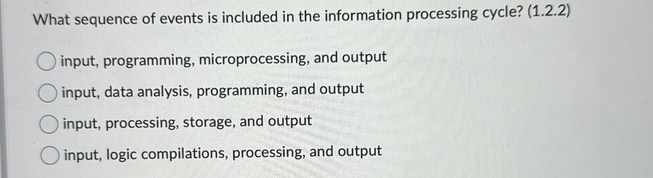 What sequence of events is included in the