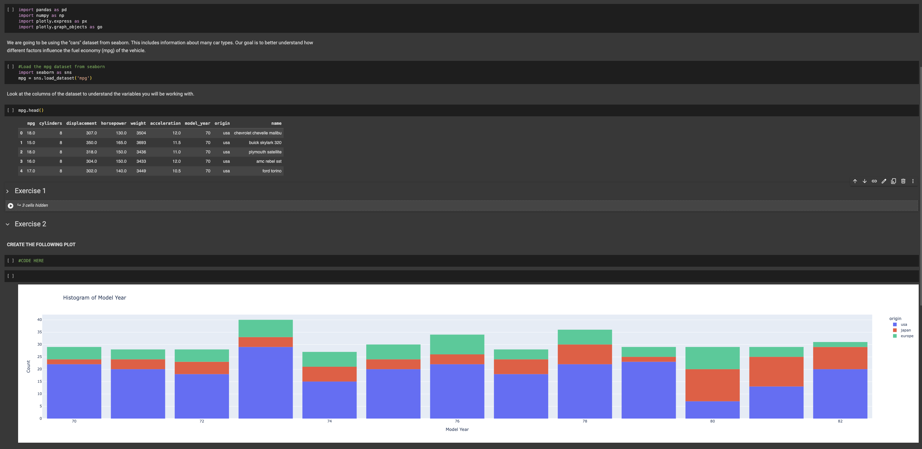 Exercise 2 please, all necessary coding to create