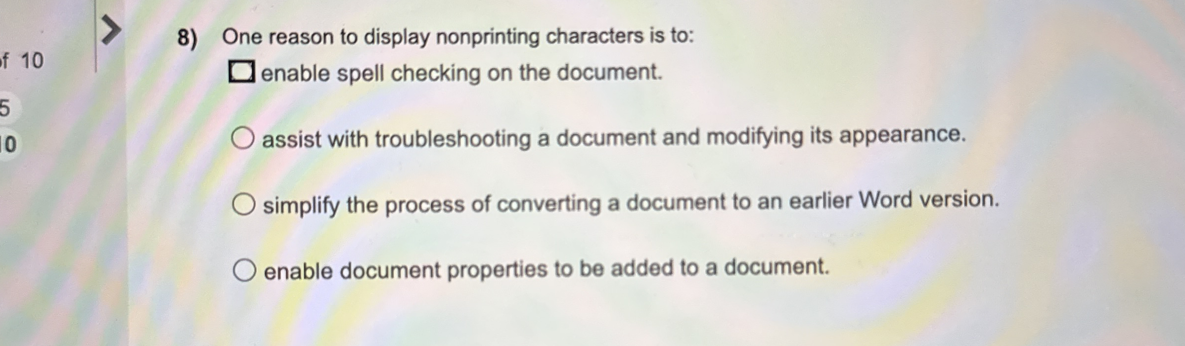 One reason to display nonprinting characters is