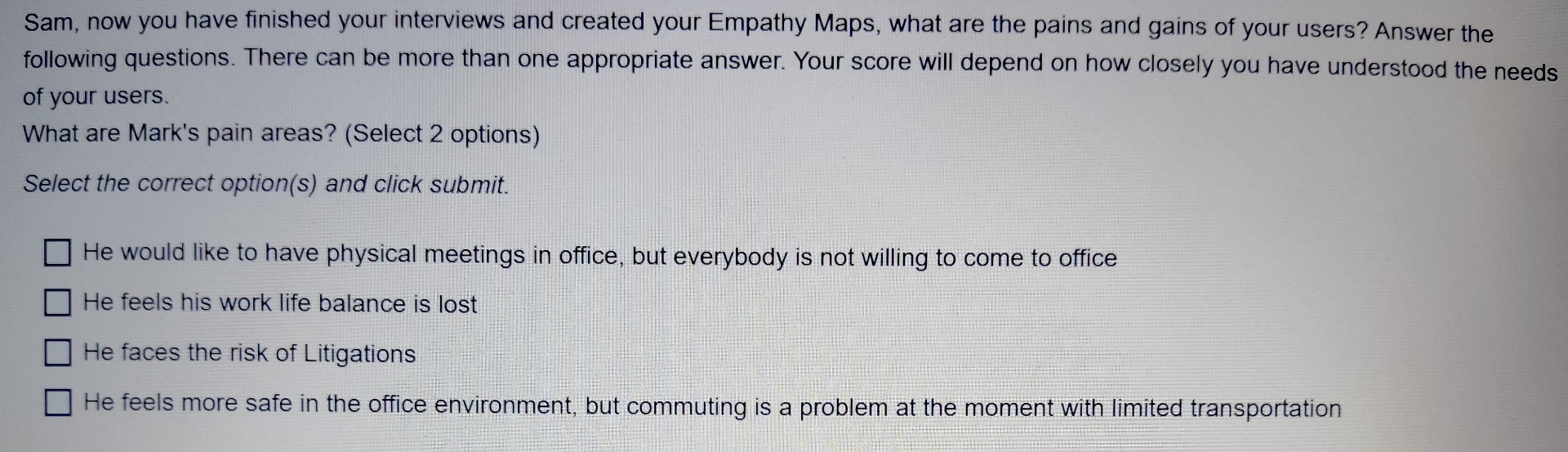 Sam, now you have finished your interviews and