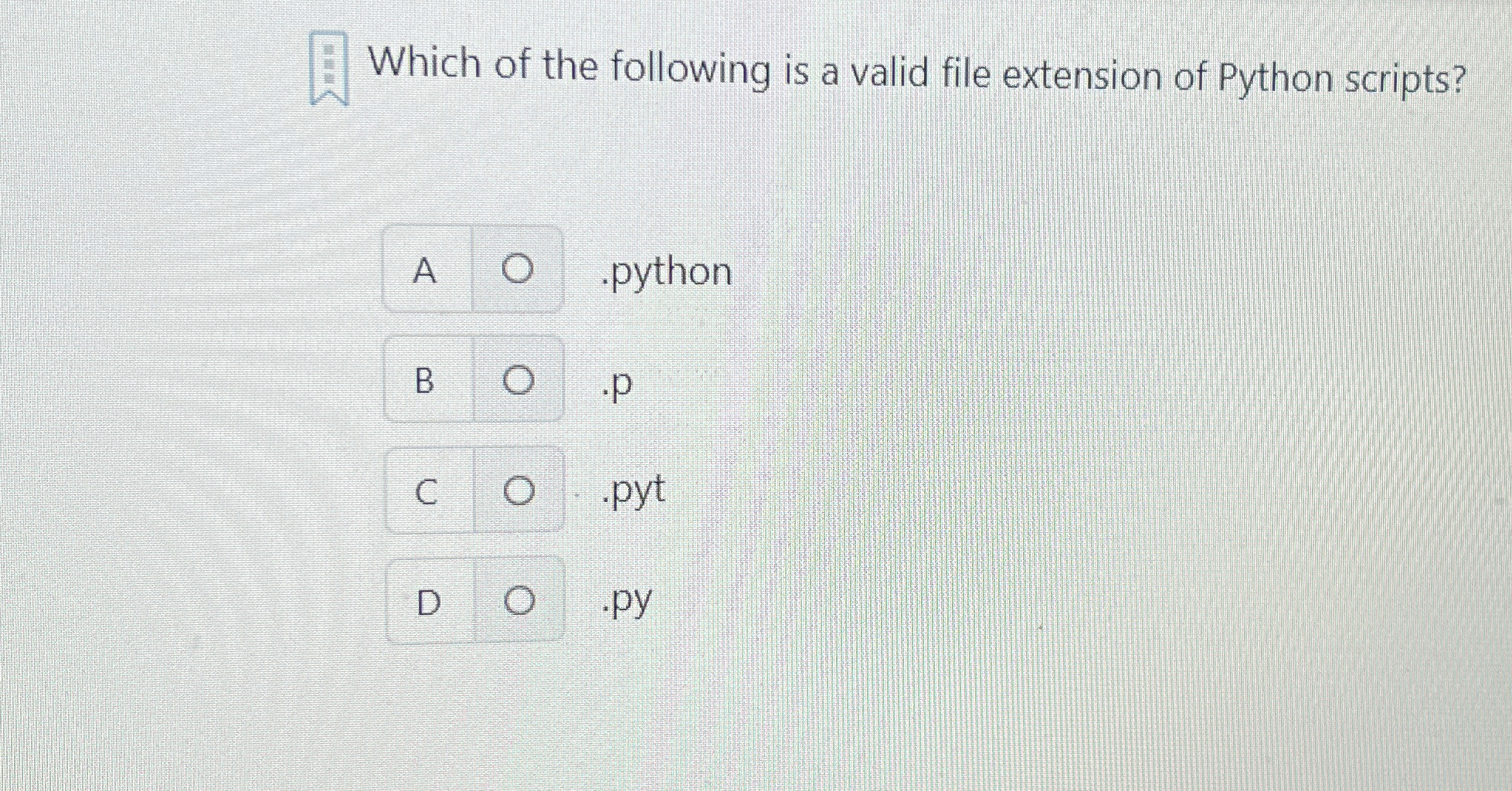 Which of the following is a valid file extension