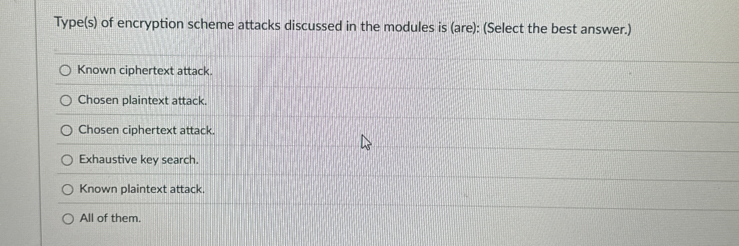 Type ( s ) of encryption scheme attacks discussed