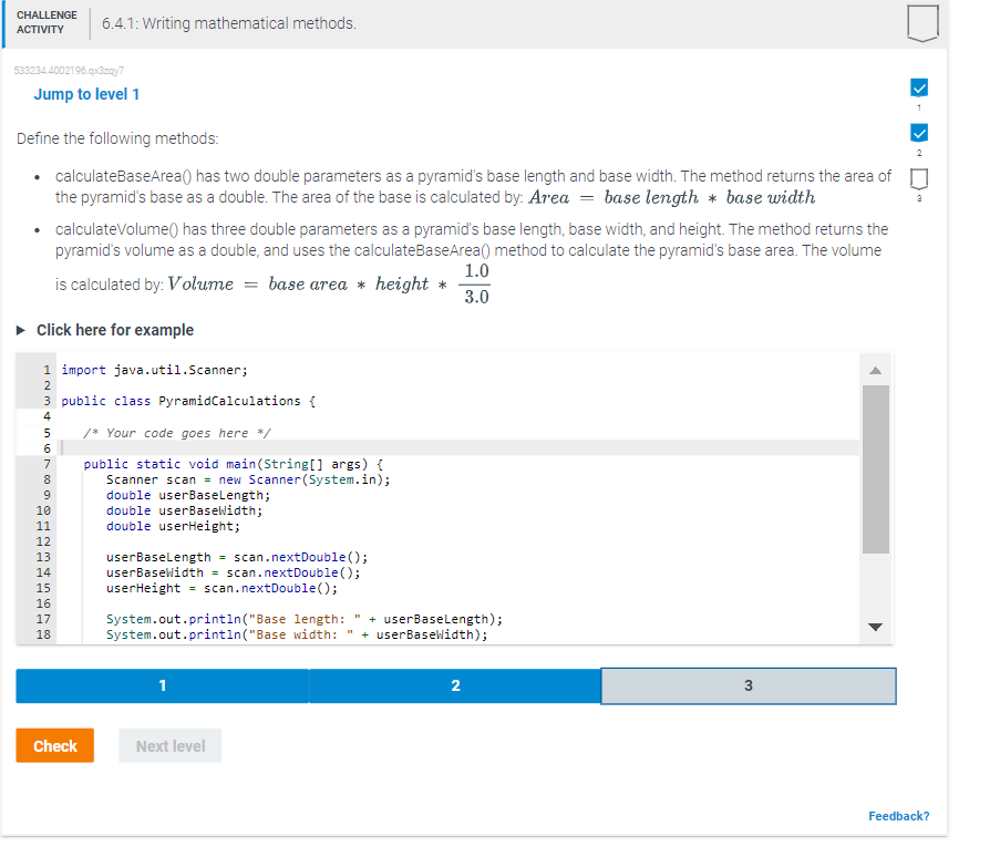 Jump to level 1 Define the following methods: