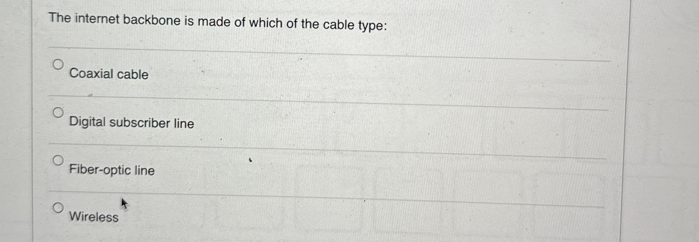 The internet backbone is made of which of the