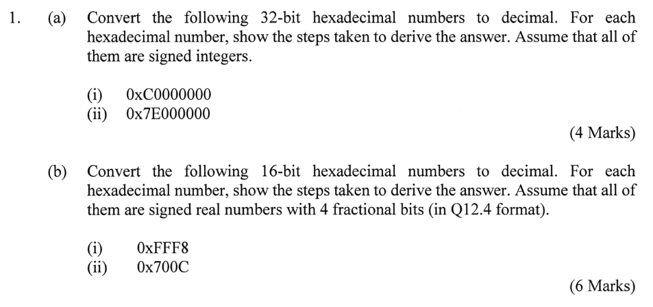 ( a ) Convert the following 3 2 - bit hexadecimal