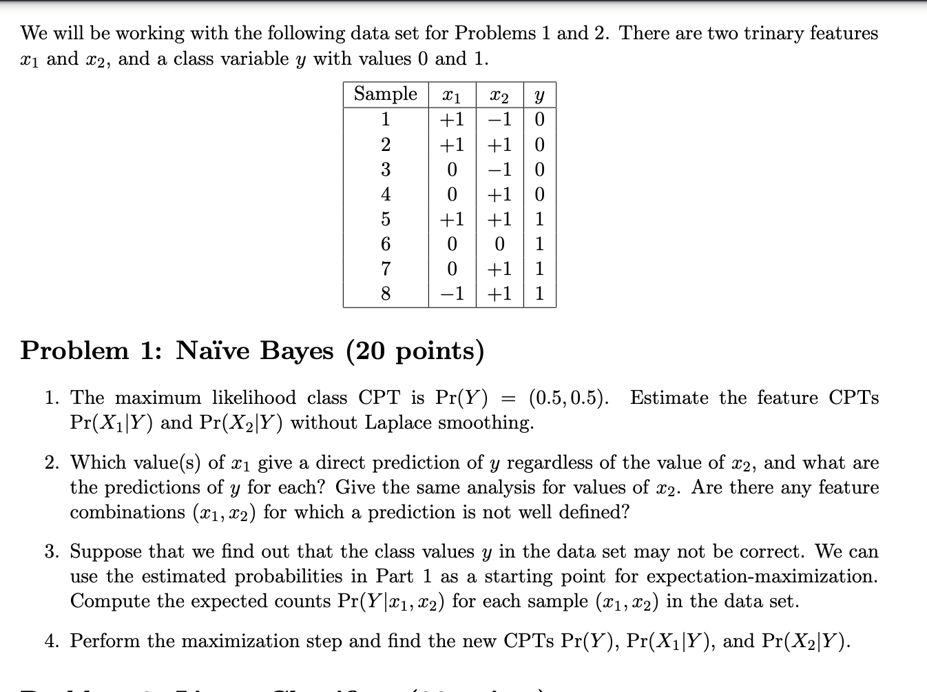 We will be working with the following data set