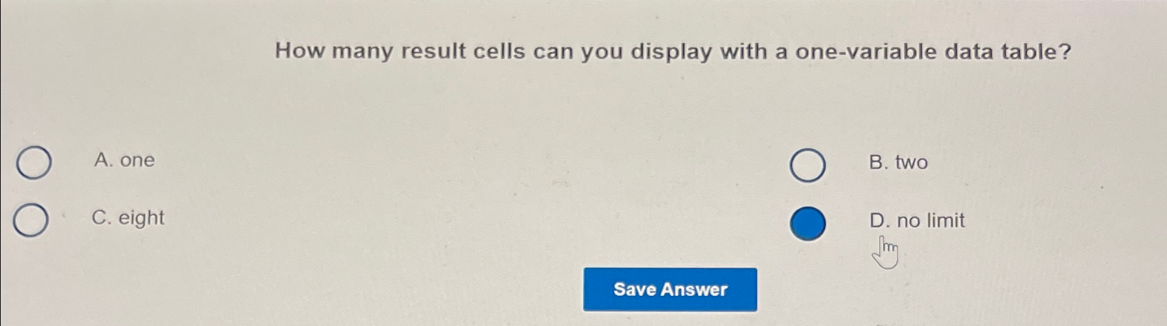 How many result cells can you display with a one
