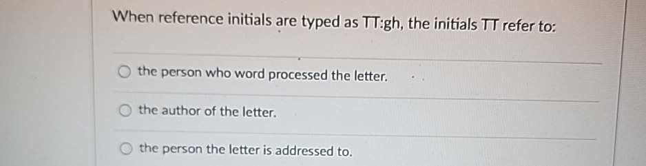 When reference initials are typed as : g , the