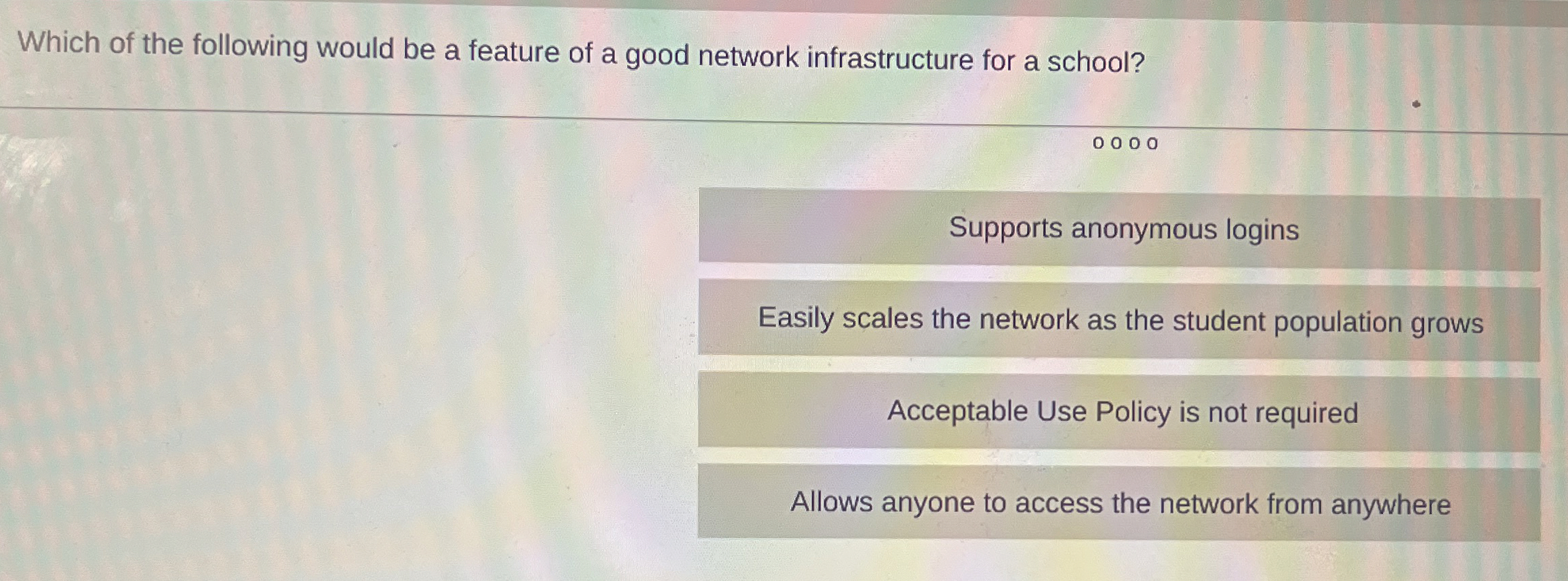 Which of the following would be a feature of a