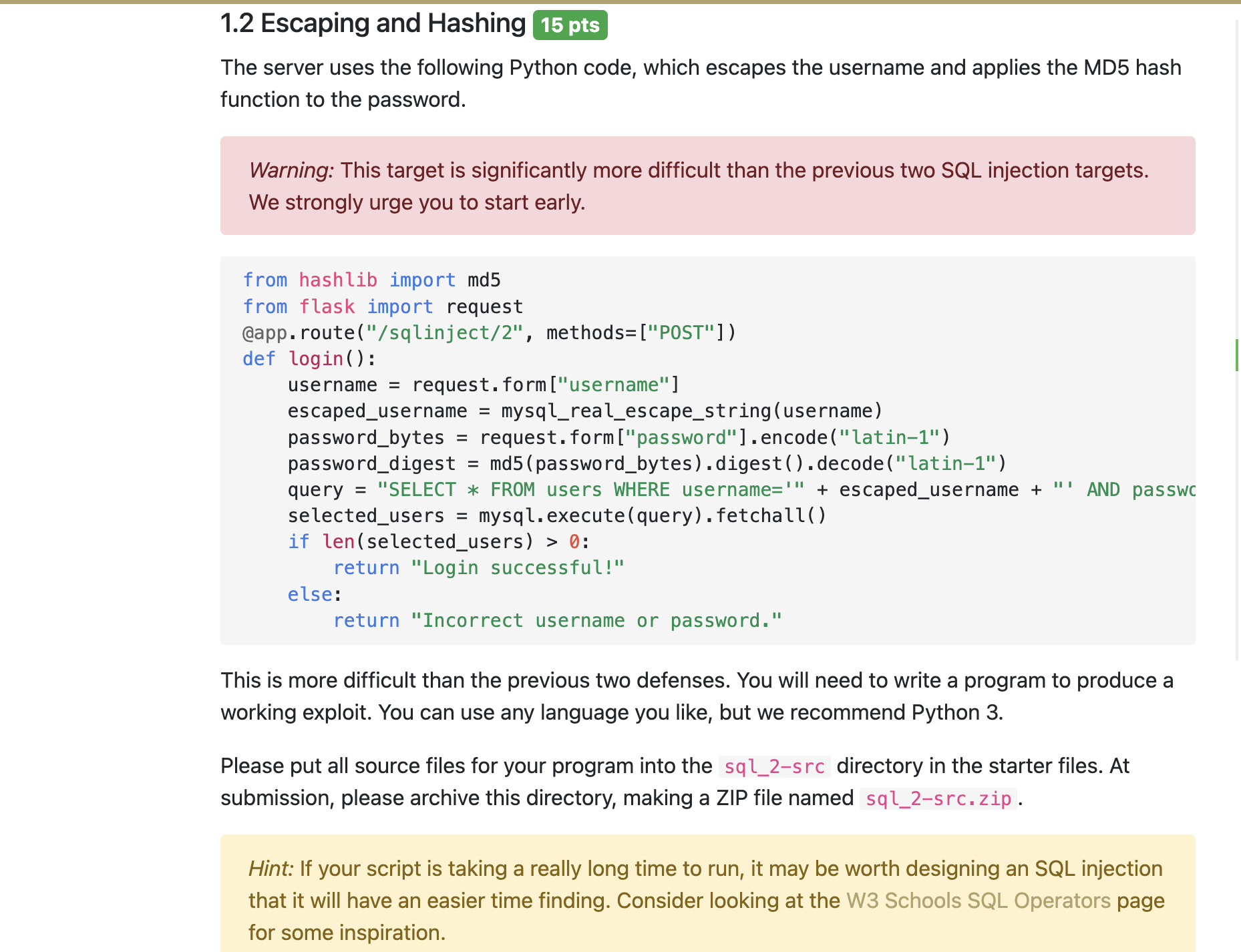 The server uses the following Python code, which