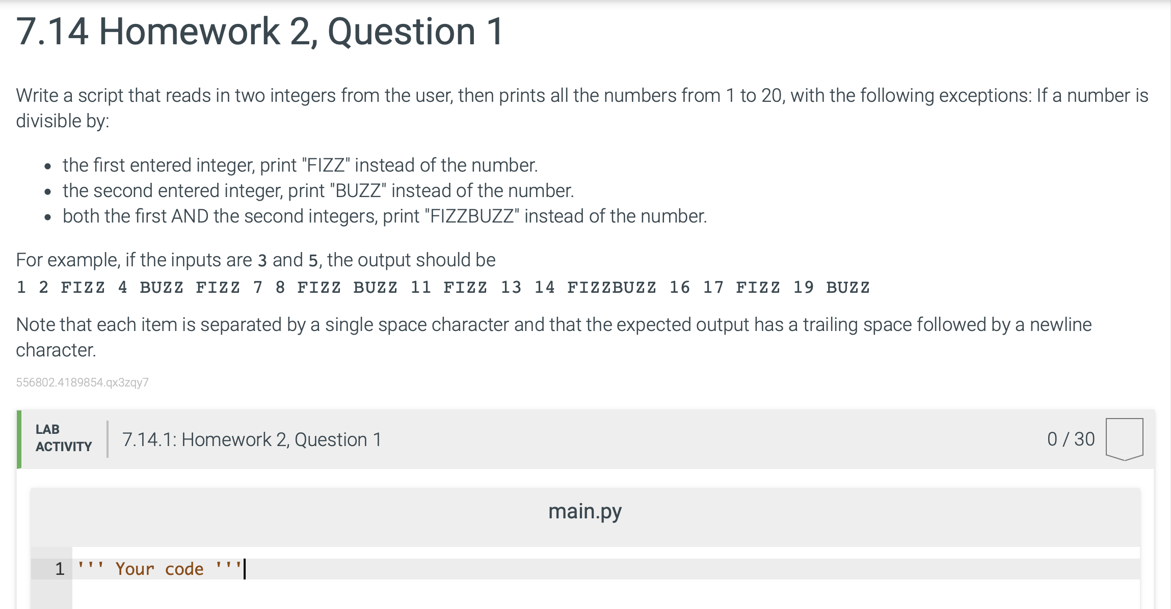 7 . 1 4 Homework 2 , Question 1 Write a script