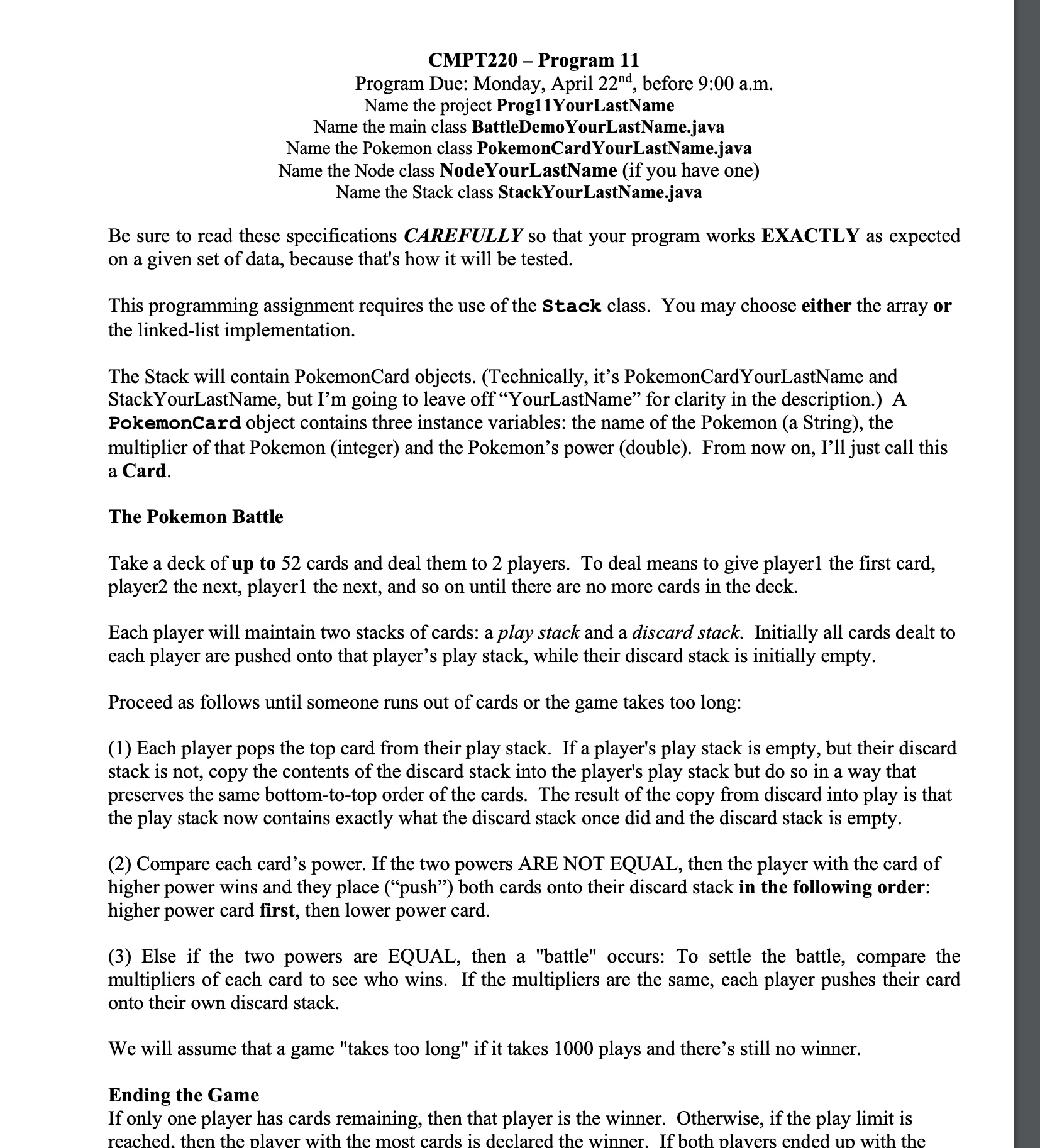 Program Due: Monday, April 2 2 nd , before 9 : 0