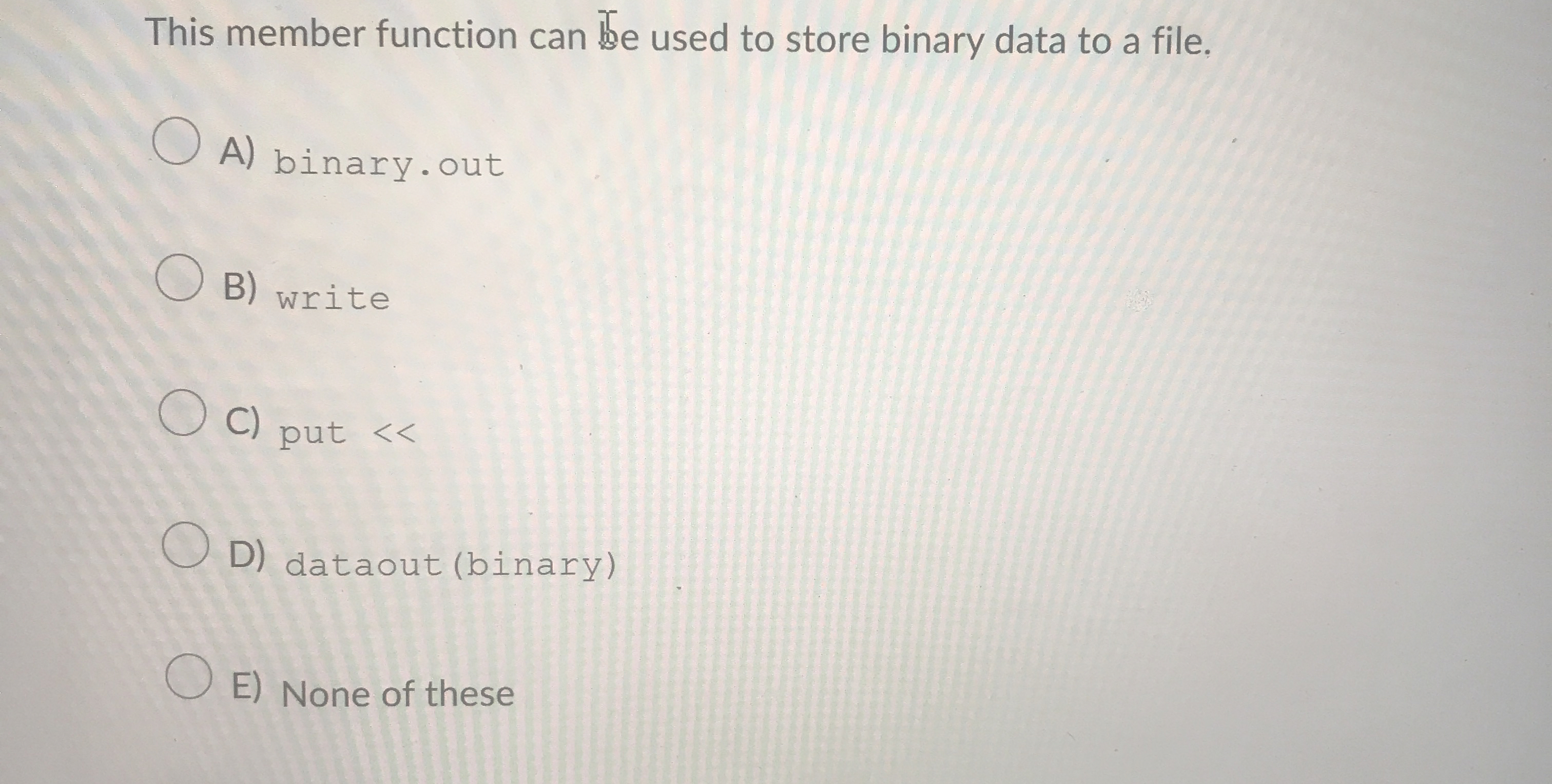 This member function can we sed to store binary