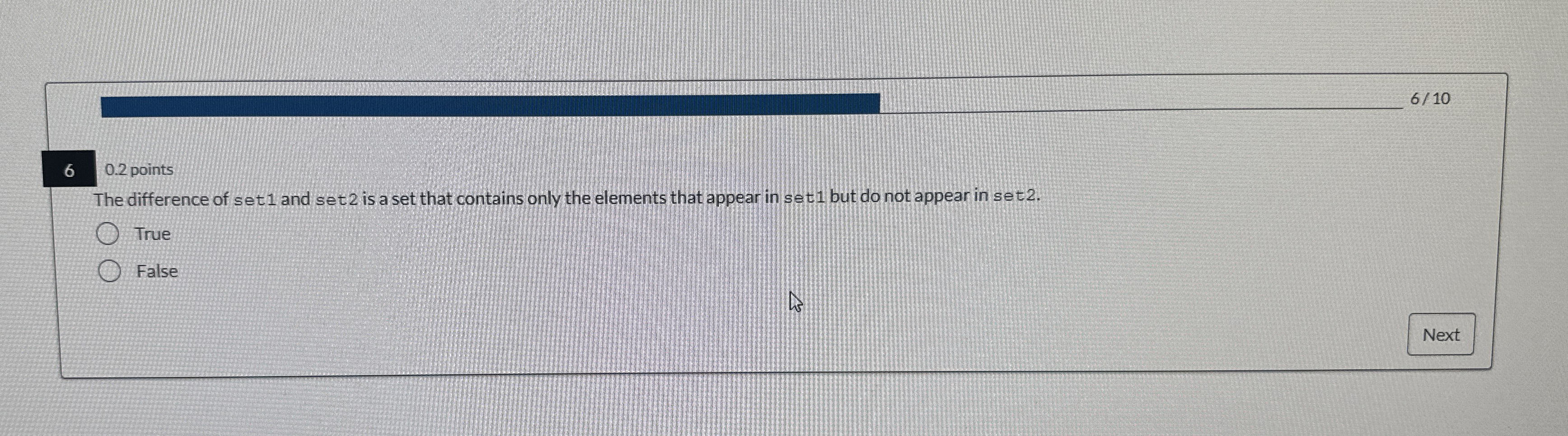 6 0 . 2 points The difference of set 1 and set 2