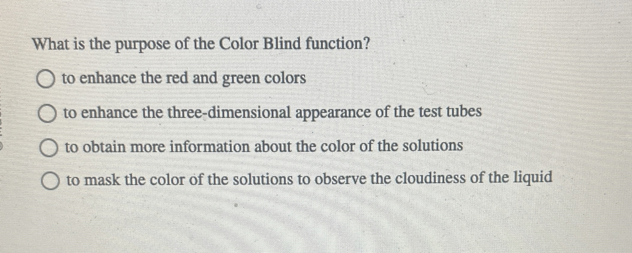 What is the purpose of the Color Blind function?
