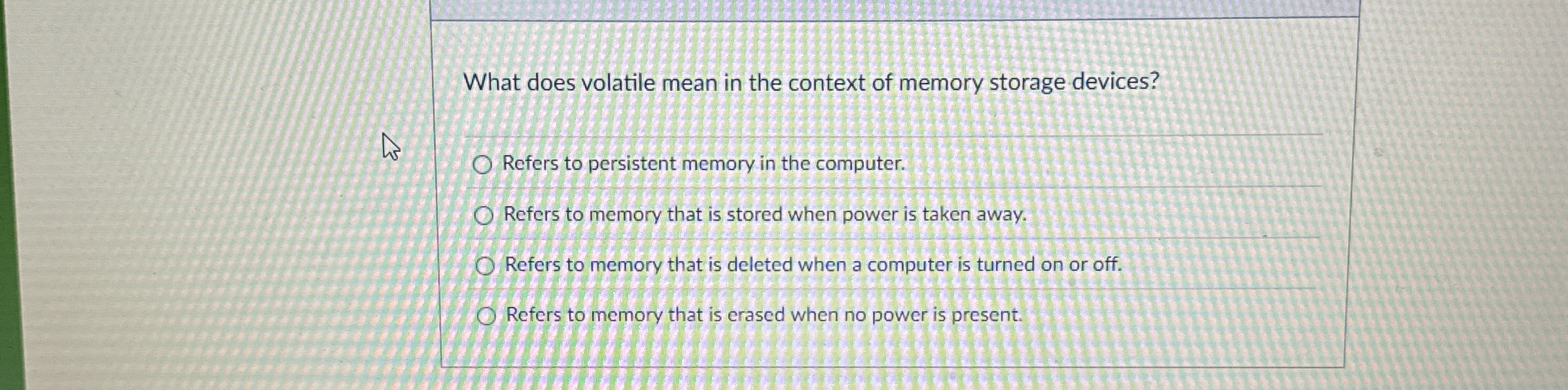 What does volatile mean in the context of memory
