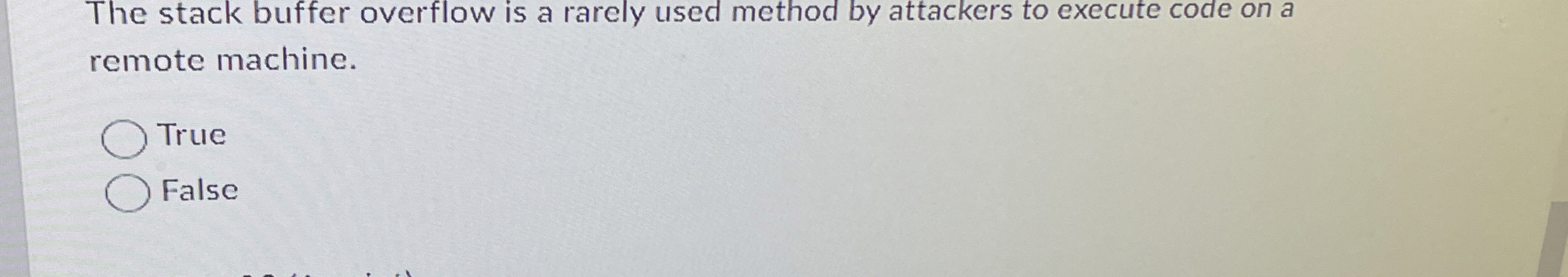 The stack The stack buffer overflow is a rarely
