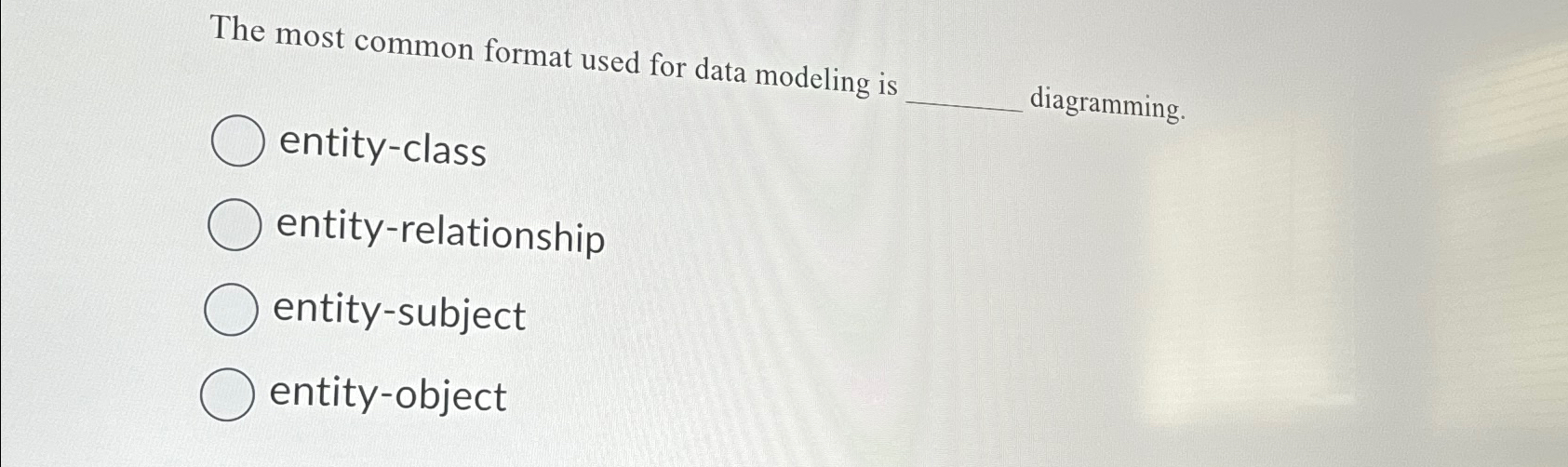 The most common format used for data modeling is