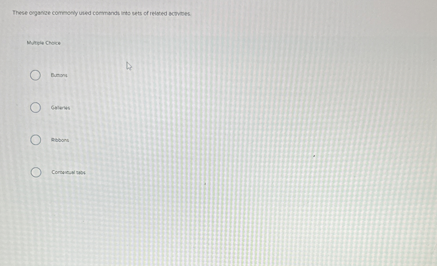 These organize commonly used commands into sets