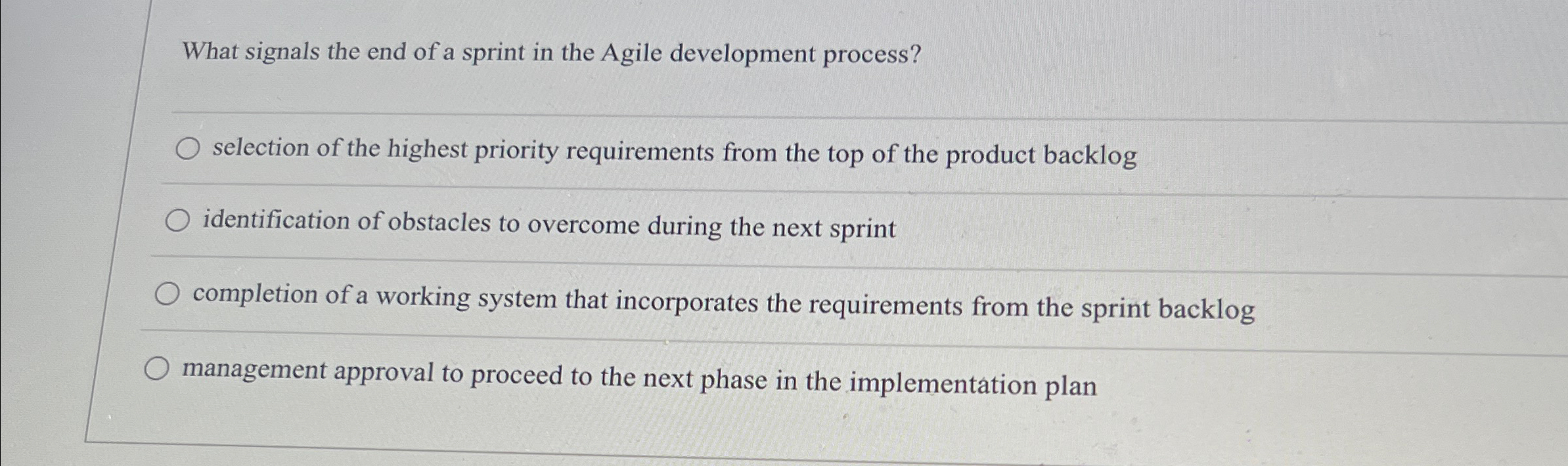 What signals the end of a sprint in the Agile